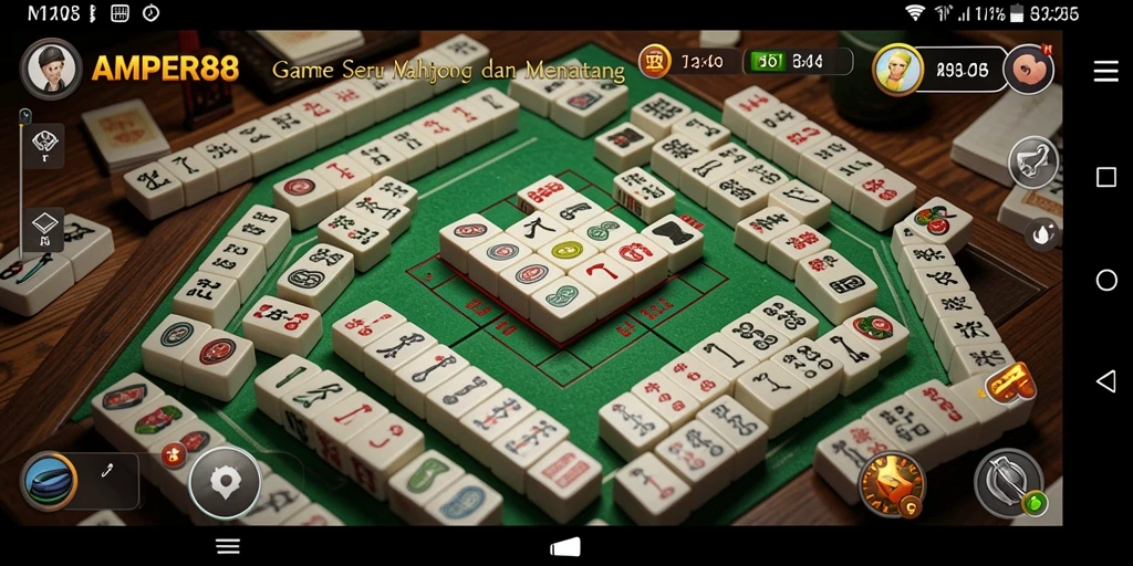 Screenshot gameplay Mahjong AMPER88 yang menarik dan penuh tantangan.