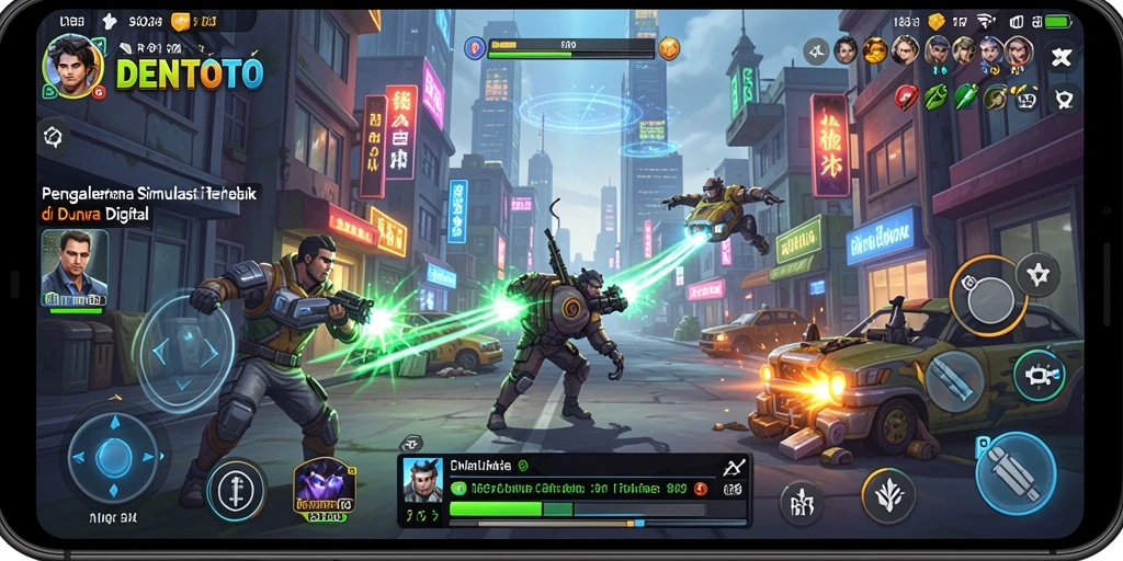 Tampilan gameplay menarik dari DENTOTO dengan berbagai aktivitas simulasi.