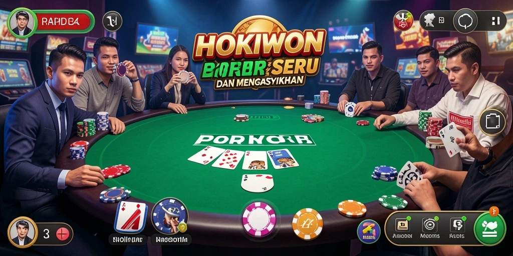 Tampilan gameplay HOKIWON yang menarik dan interaktif dalam permainan Poker.