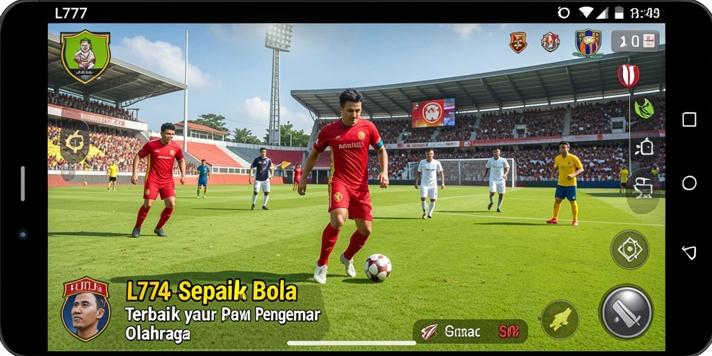 Screenshot L777 menampilkan aksi seru dari gameplay sepak bola.