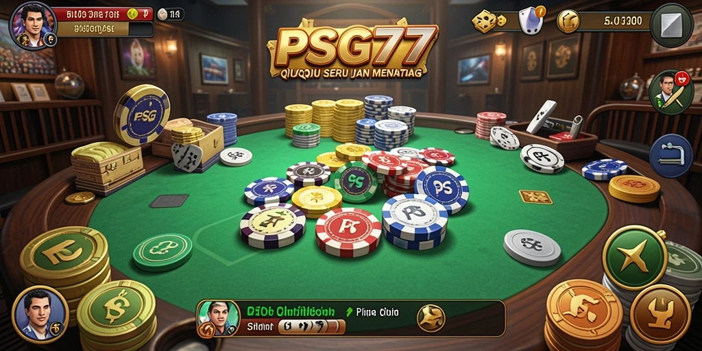 Screenshot gameplay PSG77 menunjukkan suasana permainan QiuQiu yang seru.