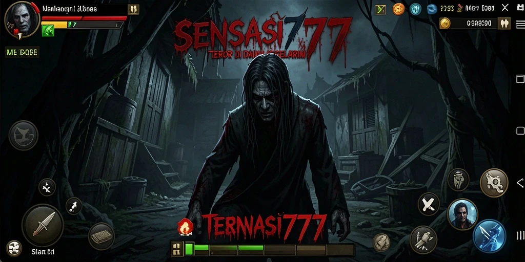 Tampilan gameplay menyeramkan di SENSASI777 dengan makhluk-makhluk menakutkan.